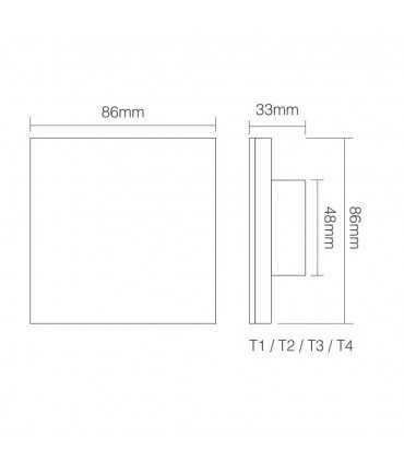 Mi-Light 4-zone RGB+CCT smart panel remote controller T4 - size