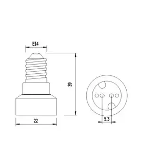 LED line® E14-MR16 lamp socket converter - size