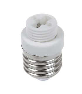 Top view of the Max-LED E27 to G9 lamp socket converter, highlighting the screw base and white plastic socket.