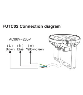 Mi-Light 9W RGB+CCT LED garden light FUTC02 - connection diagram