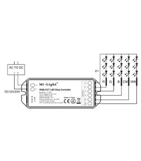 Mi-Light RGB+CCT LED strip controller FUT045 - connetion