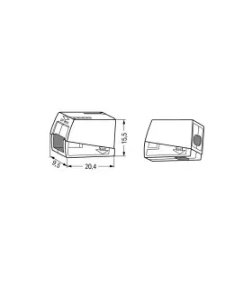 WAGO 224-112 3-way lighting connector. 2-conductor lighting connector; Standard version; Continuous service temperature 