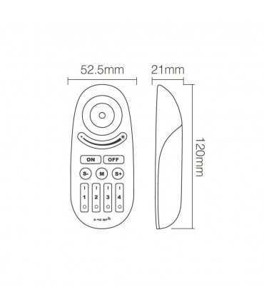 Mi-Light 2.4GHz manual &amp; auto adjustable RGBW strip controller FUT028 - remote size