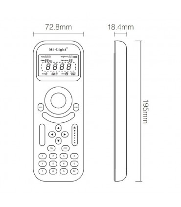 Mi-Light 2.4GHz remote control for LED track light FUT090 - size