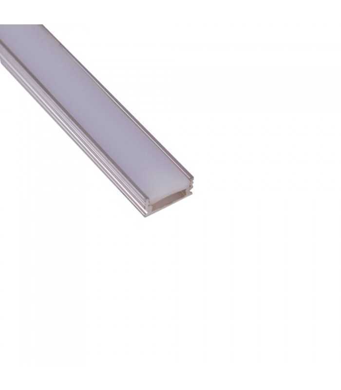 ALU-LED anodised aluminium LED profile P5 silver for bathroom with milky diffuser