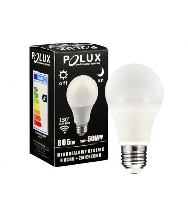 POLUX E27 sensor LED light bulb A60 SMD 10W warm white