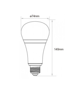 Mi-Light 12W RGB+CCT LED light bulb FUT105 - size