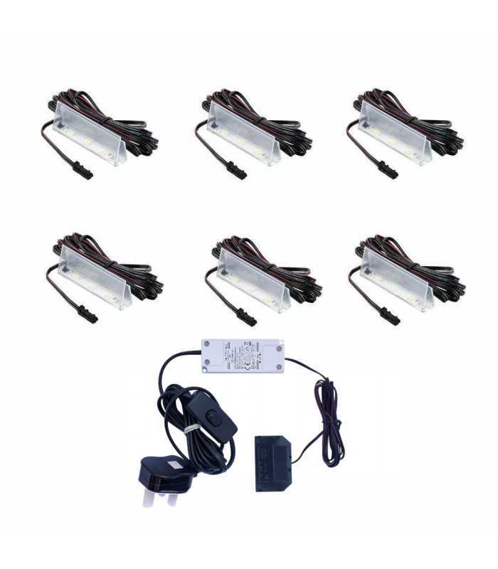 DESIGN LIGHT 6 LED PVC clips for glass shelving set