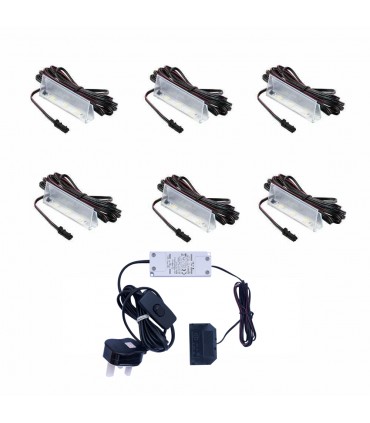 DESIGN LIGHT 6 LED PVC clips for glass shelving set