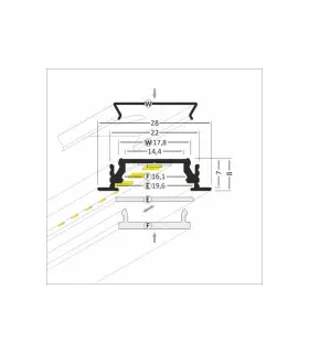 TOPMET anodised aluminium LED profile GROOVE14 EFTY silver - size