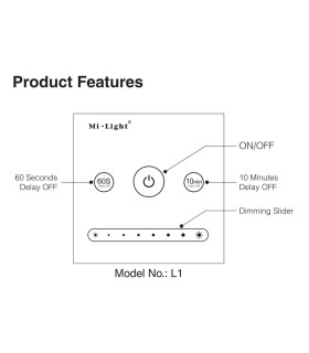 Mi-Light 1-channel 0~10V panel dimmer L1 - features