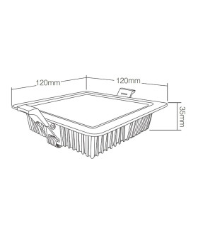 Mi-Light 9W RGB+CCT square LED downlight FUT064 - size