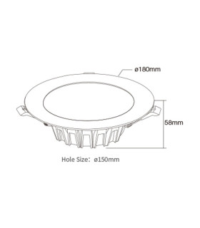 Mi-Light 18W RGB+CCT LED downlight FUT065 - size