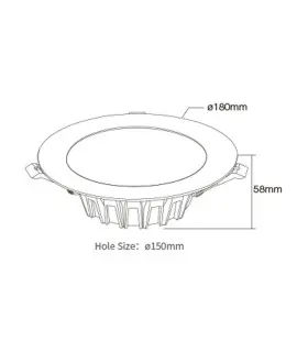 Mi-Light 18W RGB+CCT LED downlight FUT065 - size