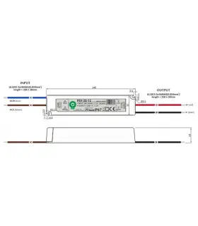 POS waterproof PSV power supply 20W 1.67A IP67 - size