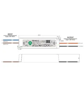 POS waterproof PSV power supply 60W 5A IP67 - size