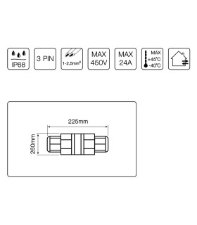 LED line® hermetic cable connector for electrical wires IP68 - specification