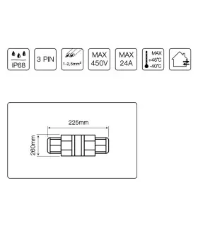 LED line® hermetic cable connector for electrical wires IP68 - specification