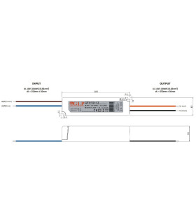 GLP waterproof constant voltage power supply 48W 12V 4A IP67 - size
