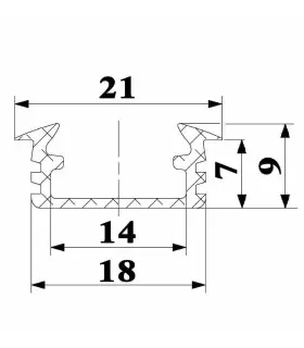 ALU-LED 1m recessed aluminium LED profile P1 - size