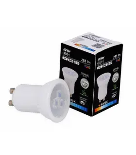 LED Line GU11 Ceramic LED Spotlight Bulb SMD 3W with packaging, showcasing the product in a sleek black box.