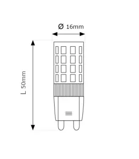 Technical diagram of the Max-LED G9 LED light bulb SMD 3.5W, showing dimensions and structure.