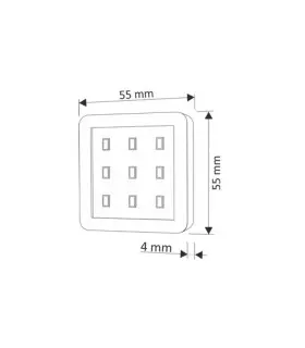 Design Light under cabinet SQUARE LED light 2.5W - size