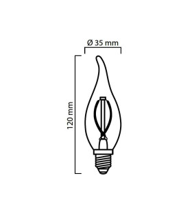 LED line® E14 flame candle light bulb F35 filament - size