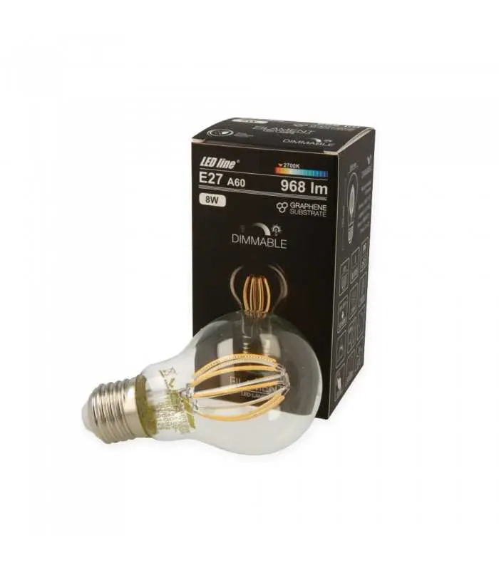 LED line® E27 light bulb A60 filament 8W dimmable warm white