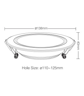 Mi-Light 9W RGB+CCT LED downlight FUT061 - size