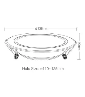 Mi-Light 9W RGB+CCT LED downlight FUT061 - size