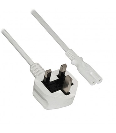 3-pin UK mains plug to IEC C7 (Figure 8) white power lead - 