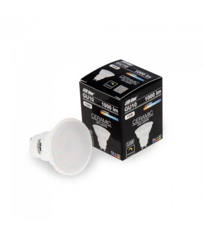 LED line® GU10 dimmable spotlight bulb with packaging.