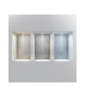 Display of different light colours in recessed spaces using the STAR 0.6W LED spotlight.