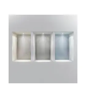 Display of different light colours in recessed spaces using the STAR 0.6W LED spotlight.