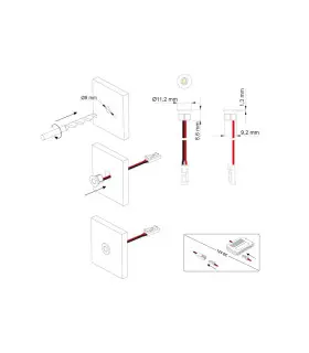 Components of the Design Light STAR 0.6W LED spotlight, including connectors.