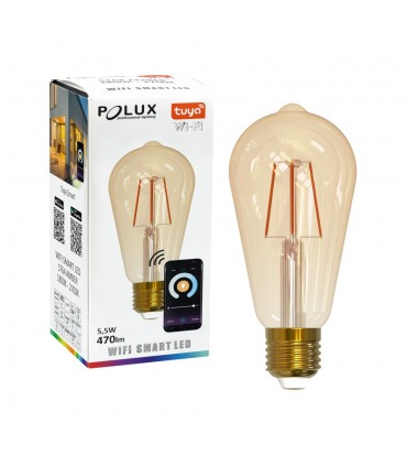 POLUX E27 smart decorative filament Wi-Fi LED bulb ST64 - 