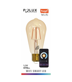 POLUX E27 smart decorative filament Wi-Fi LED bulb ST64 - 