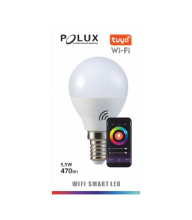 POLUX E14 smart Wi-Fi RGB+CCT LED golf ball light bulb - 