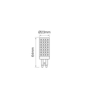 Technical diagram of the LED Line G9 Ceramic LED light bulb 12W, showing its dimensions and layout.