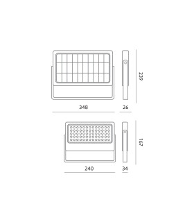 LED floodlight with sensor and separate solar panel