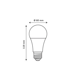 Technical diagram of Ledom 15W E27 light bulb showing dimensions of 60mm width and 120mm height