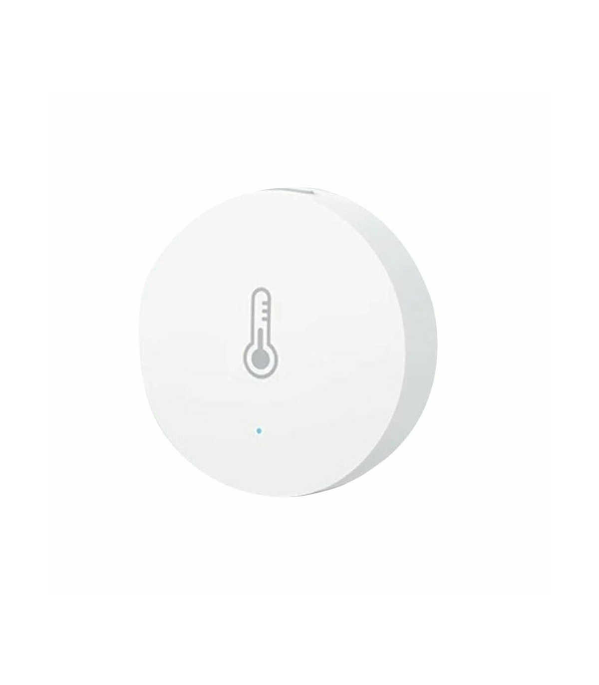 Zigbee temperature and humidity sensor front view with a simple white design.