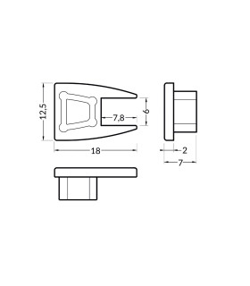 TOPMET aluminium profile MIKRO10 end caps - silver