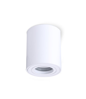 Chrome GU10 surface-mounted round tube downlight, designed for modern interior lighting.