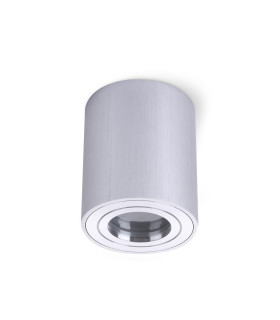 Chrome GU10 surface-mounted round tube downlight, designed for modern interior lighting.