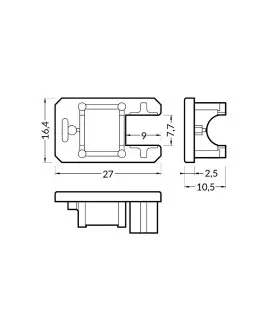 TOPMET aluminium profile MIKRO-LINE12 grey end caps - size