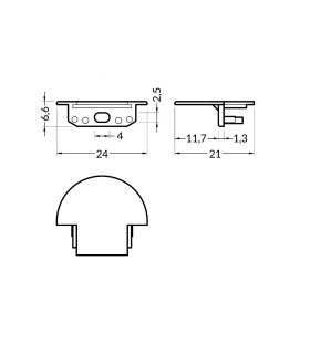 TOPMET aluminium profile GROOVE10 grey end caps 