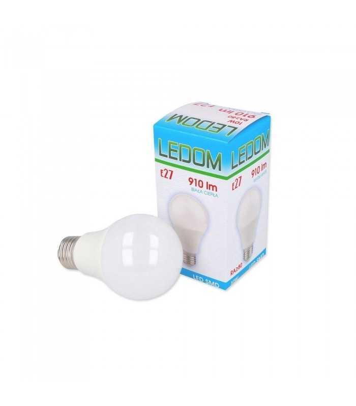 LEDOM E27 10W LED light bulb with packaging.