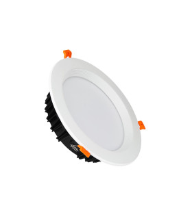 MiBoxer 25W RGB+CCT LED ceiling downlight FUT060, showcasing its round front view with orange mounting clips.